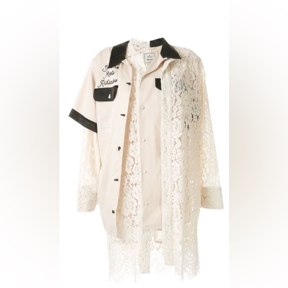 Maison Mihara Yasuhiro Lace patchwork shirt